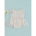 thumbnail image 4 of Franhais Toddler Baby Girls Romper Dress Contrast Color Lace Mesh Ruffles Sleeveless Tulle Jumpsuit, 4 of 9