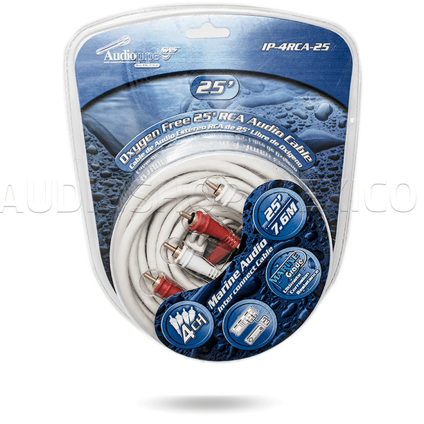 Cable Marino 4 canales RCA Audiopipe IP-4RCA-25 7.62 metros Libre de oxígeno