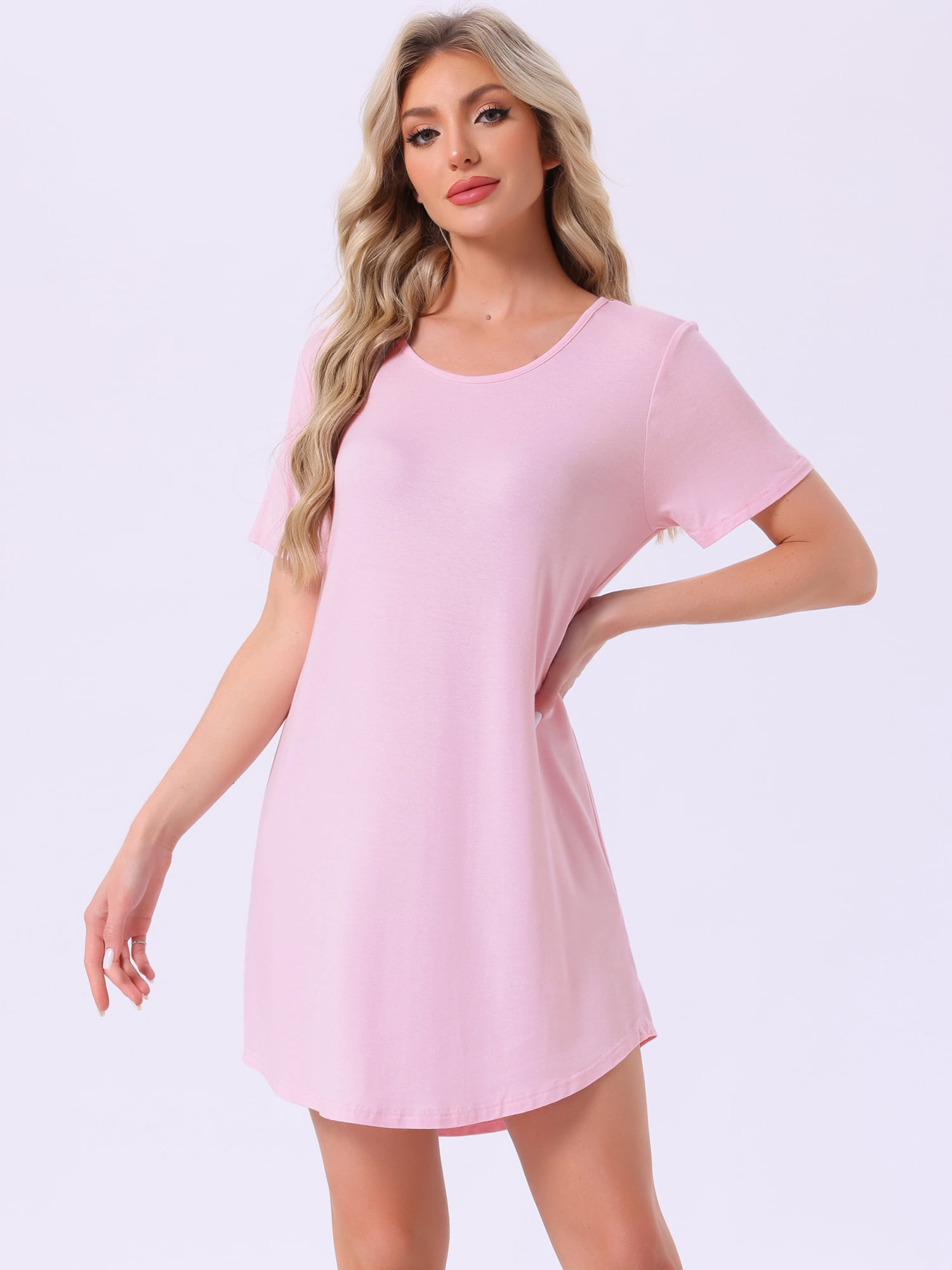 DARING DIVA Women's Colorful Striped Short Sleeve Nightgown 3XL Pink