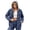Dark Blue, variant on Nowekniz Women's Hooded Denim Shacket Jacket, Drawstring Button Front Long Sleeve Washed Jean Jacket with Pockets, Casual Western Outerwear