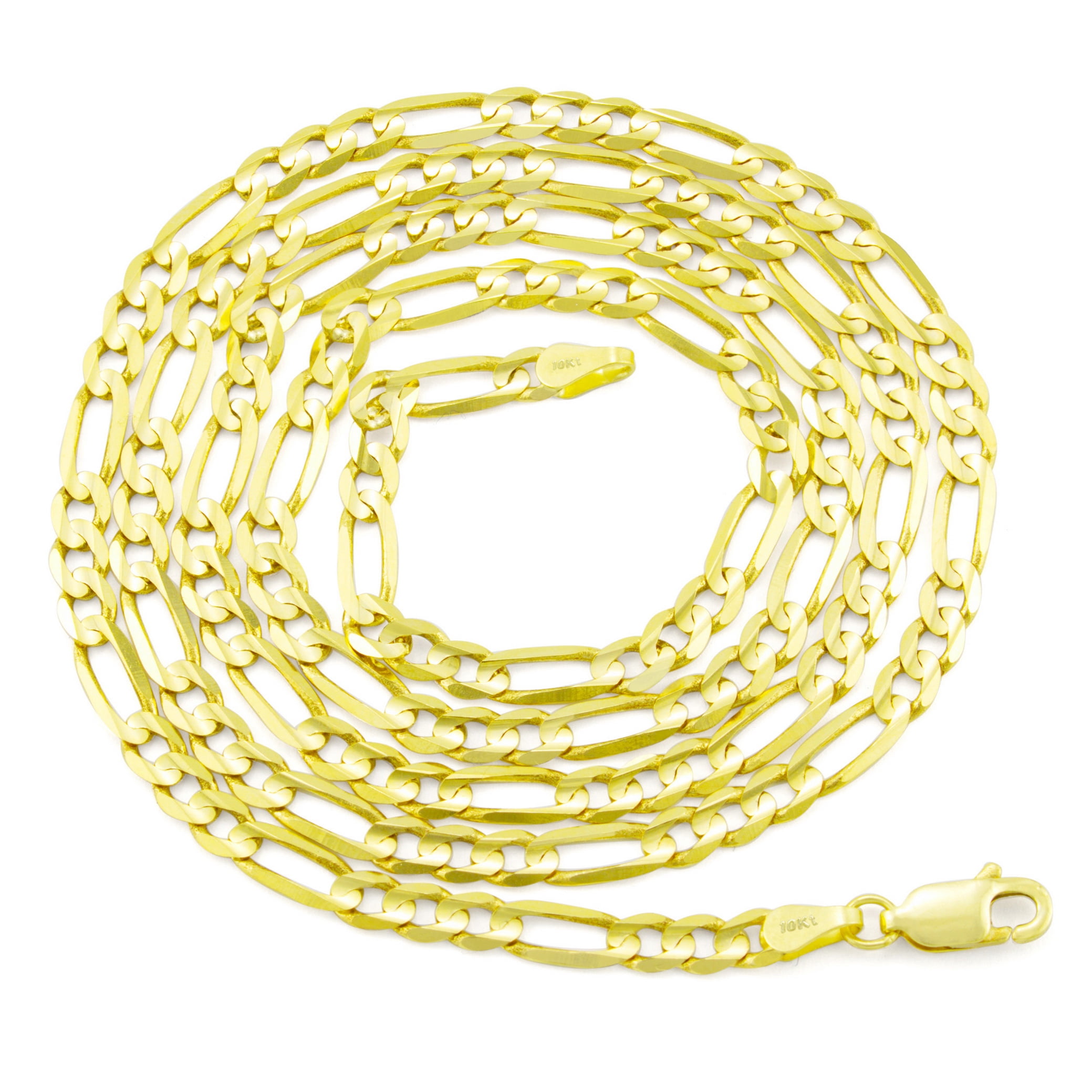 Nuragold 14k Real Yellow Gold Figaro Link 4.5mm Chain Bracelet (7"-9") Italian Jewelry for Men & Women