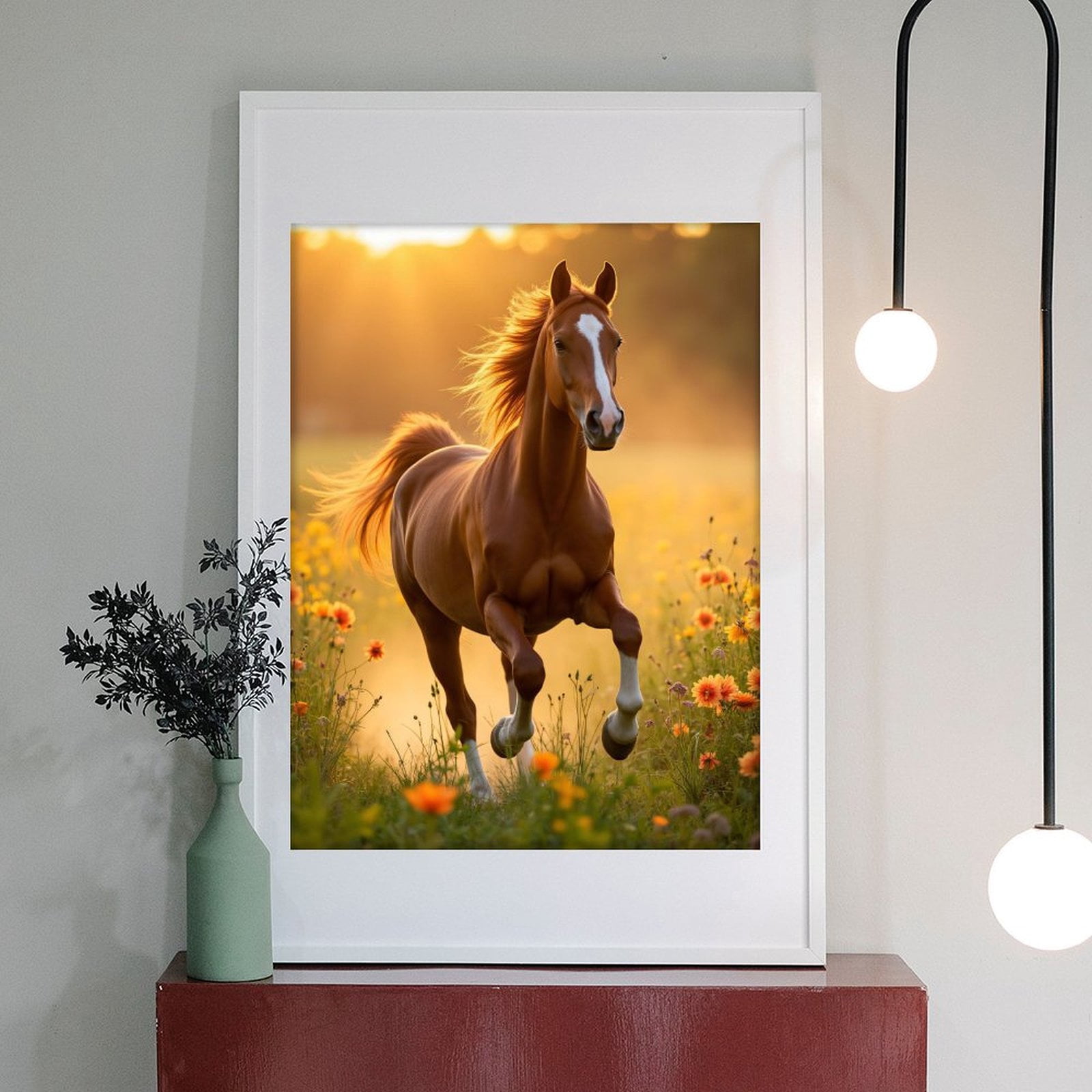 Diamond Art Kit for Adults, Sunlit Horse Running Meadows Diamond Painting for Adults Beginners, DIY Diamond Art Painting Kits, 5D Diamond Painting Crafts for Home Decor 12x16 Frameless