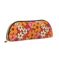 thumbnail image 3 of Leather Semi-Circular Storage Bag 7.5×2.6×1.4in Single Pocket Design Semi-Circular Shape Can Be Used As A Storage Pen Makeup Bag Turquoise Wood Farmhouse Sunflowers (1), 3 of 7