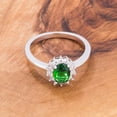 thumbnail image 2 of Precious Stars R08630R-C40-07 Precious Stars Silvertone Emerald Green Cubic Zirconia Oval-Cut Halo Engagement Ring, 2 of 2