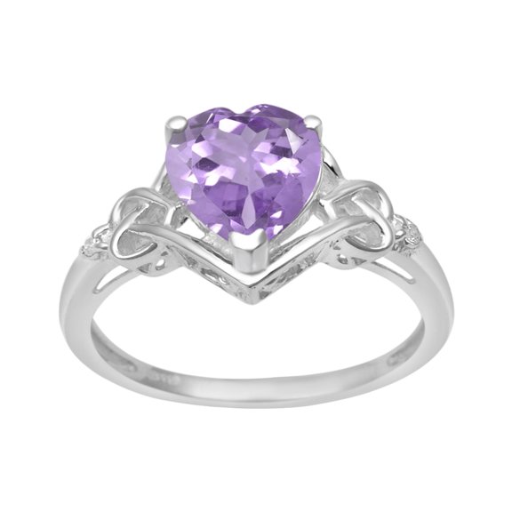 Mooneye 8 mm Heart Shape Pink Amethyst 925 Sterling Silver Valentines Day Gifts Women Love Ring
