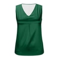 thumbnail image 4 of ctdiral Womens Satin V Neck Tank Tops Summer Sleeeveless Tanks Solid Color Loose Fit Tunic Tops Elegant Office Work Blouse Green S, 4 of 8