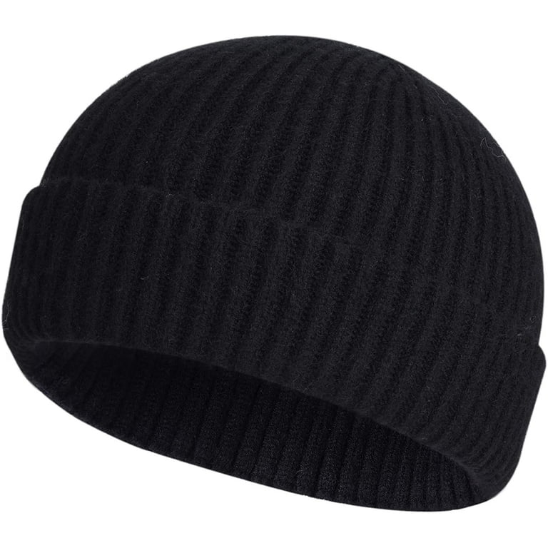 Viworld Wool Knit Cuff Short Fisherman Beanie for Men Women