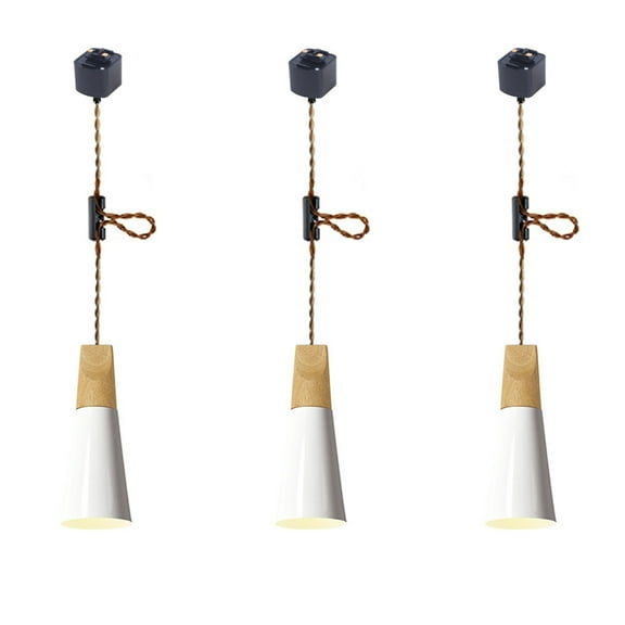 JLOWCO Adjustable Height Track Lighting Hanging Pendant Light H Type Kitchen Pendant Lighting Over Island 3 Pack Small Vintage Lamp White Bed Led Lights (LED Bulb Include)