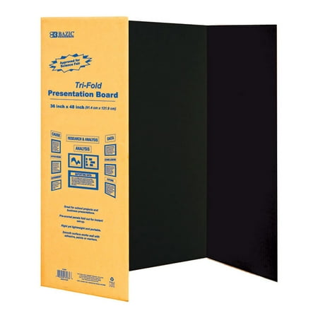 BAZIC Black Tri-Fold Corrugated Presentation Board 36" X 48", 1-Pack