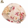 thumbnail image 1 of Bonnets Bombers Pliables en Maille Rafraîchissante pour Femmes Imprimé Floral Fait Main Coton Chimiothérapie Perte de Cheveux Marron, 1 of 4