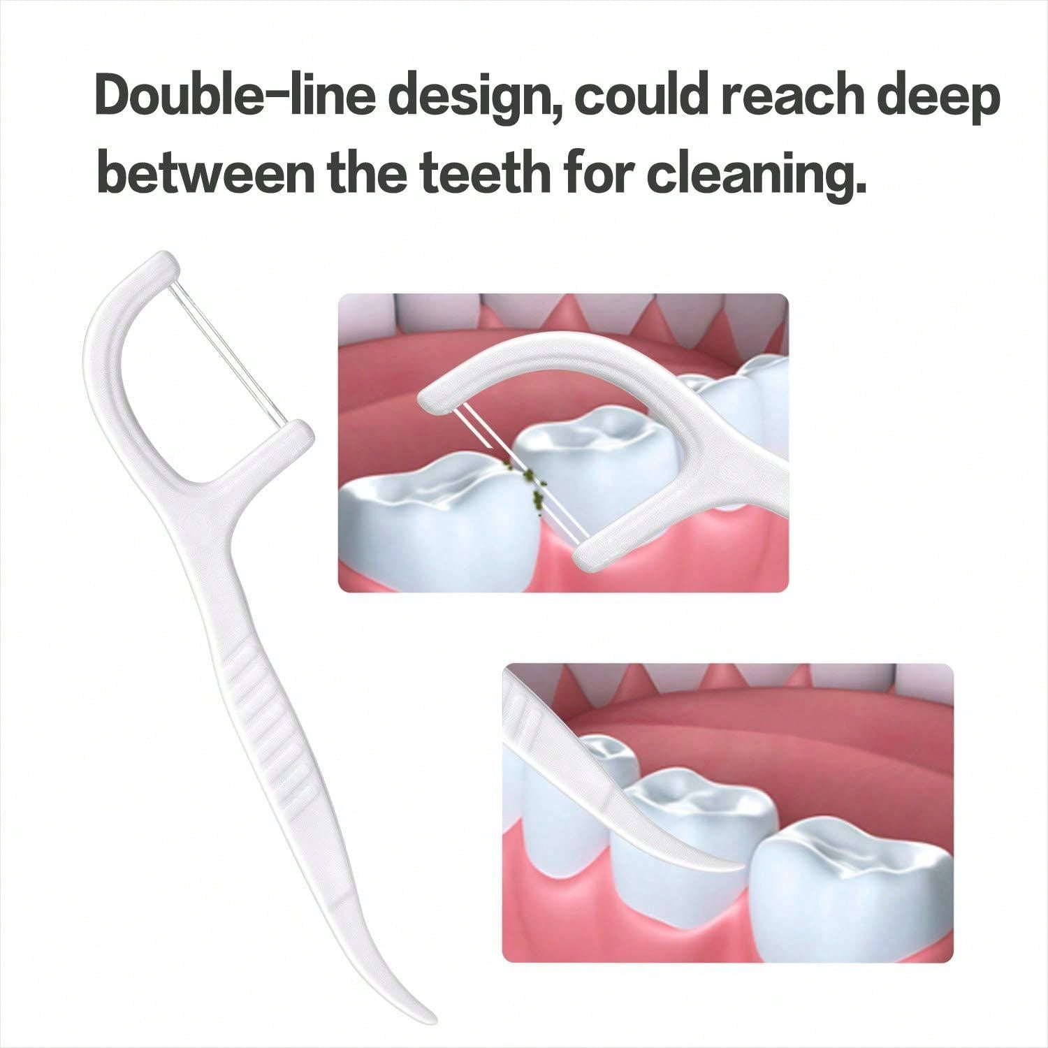 Dental Floss Picks, Double Line Flossers 200 Count, Unwaxed Flossing Thinner And Tougher Unflavored Threader Flosser With 4 Travel Cases