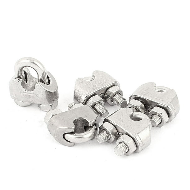5 Pcs 3mm 1/8" Stainless Steel Wire Rope Cable Clamp Clips Fastener