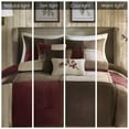 thumbnail image 2 of Madison Park Jackson Blocks 7-piece Microsuede Comforter Set in Red/Brown, 2 of 5