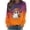 #0209-Orange, variant on Halloween Womens Crew Neck Long Sleeve Sweatshirts Orange Yellow Gradient Background Floral Pumpkin Leaf Center Print Loose Fit Warm Autumn Soft Pullovers Gift