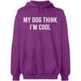 thumbnail image 2 of OXI Hoodie Sweatshirt - My Dog Think I'm Cool, Basic Casual Hoodie for Men's and Women Fleece Hoodie Long Sleeve - Purple Medium, 2 of 3