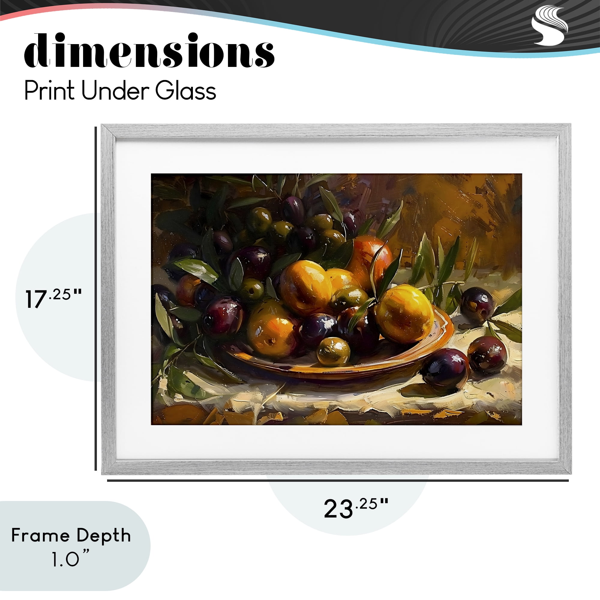 Stupell Industries Array of Olives & Citrus Gray Framed Print Under Glass, design by Creative Studio