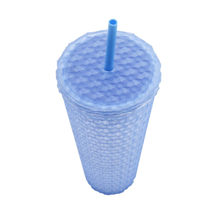 Mainstays 26 oz Double Wall Plastic Ombre Painting Textured Tumbler, Blue