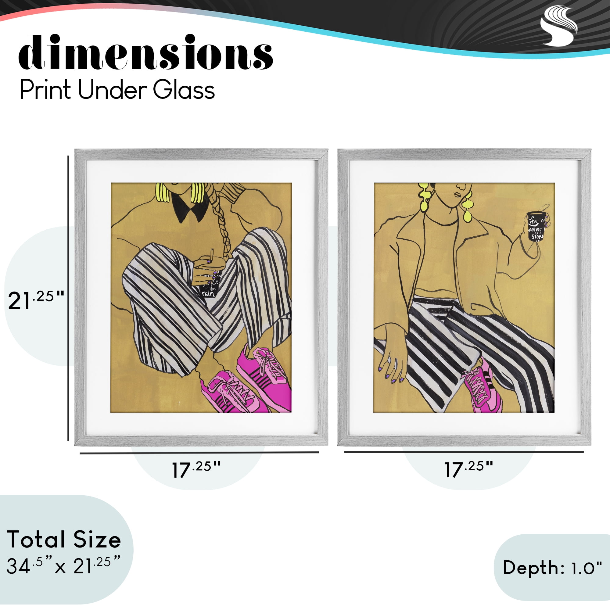 Stupell Industries Crimson Thread Fashion Poses 2 Piece Gray Framed Print Under Glass Set, design by Melissa Wang