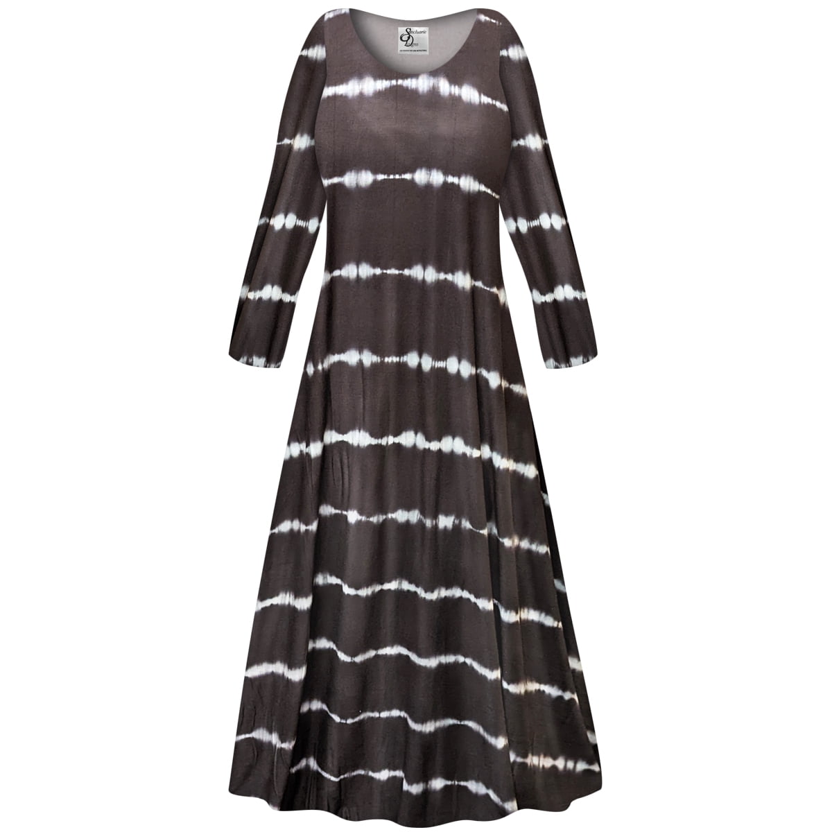Square Neckline Long Lace Dress With Slit Brown Plus Size