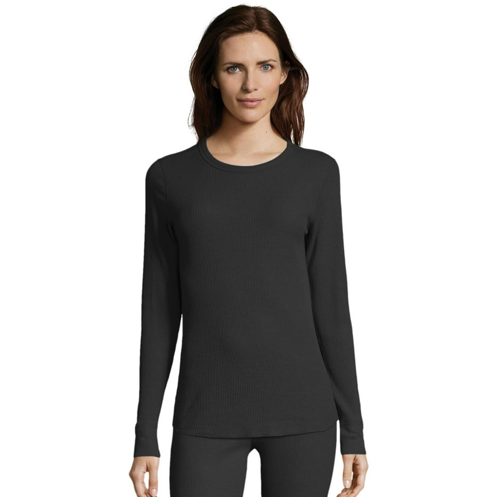Hanes Hanes Womens Waffle Knit Thermal Crewneck, 3XL, Black Walmart