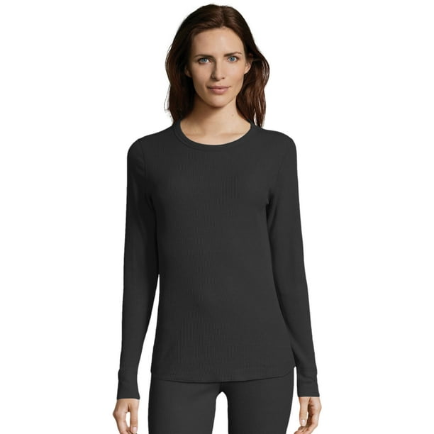 Hanes Hanes Womens Waffle Knit Thermal Crewneck, 3XL, Black Walmart