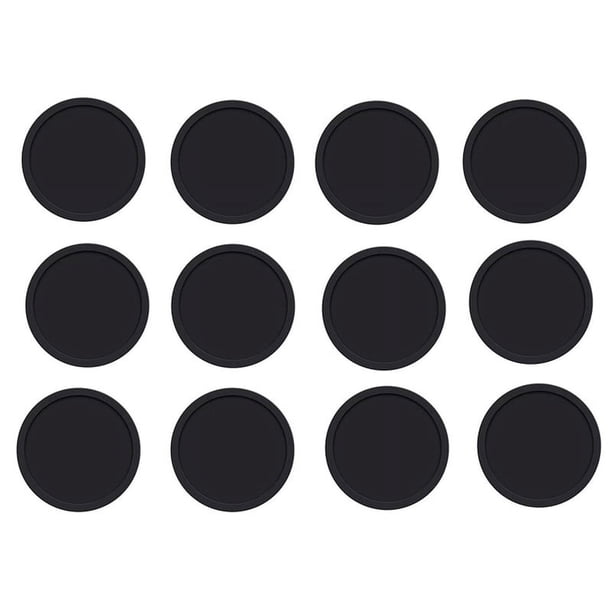 Paquete de 12 posavasos de silicona para vasos, posavasos para bebidas, posavasos redondos de vidrio negros para bebidas, bares y tazas
