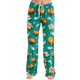 thumbnail image 2 of Womens Pj Pants Halloween Pumpkin Print Wide Leg Drawstring Pajama Bottoms, 2 of 5