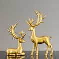 thumbnail image 4 of XIBUFE 2026 New 2Pcs Small Christmas Deer Figurines Resin Couple Reindeer Decor Tabletop Decorations Sitting & Standing Elk Sculpture Statues Gold Reindeer Christmas Decoration, 4 of 7