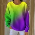 thumbnail image 4 of TKLPEHG Mardi Gras Sweatshirts for Women Purple Long Sleeve Crewneck Sweatshirts Dressy Casual Festival Print Graphic Pullover Holiday Tops (Z01_Green,XXL), 4 of 6