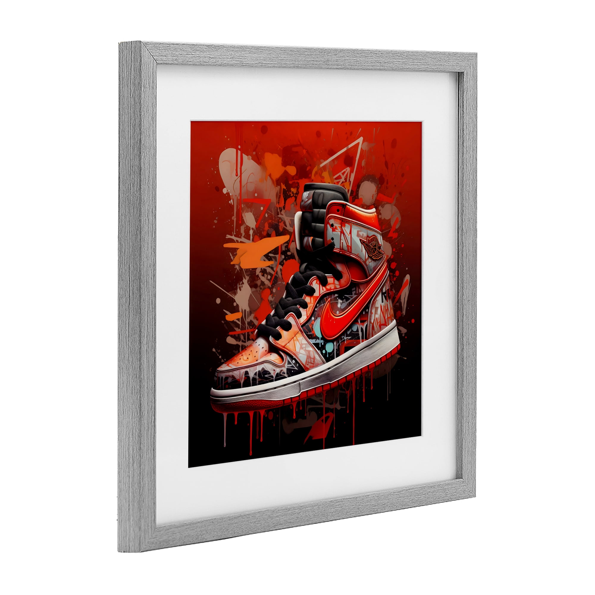 Stupell Industries Shades Of Red Sneaker Gray Framed Print Under Glass, design by Creative Studio