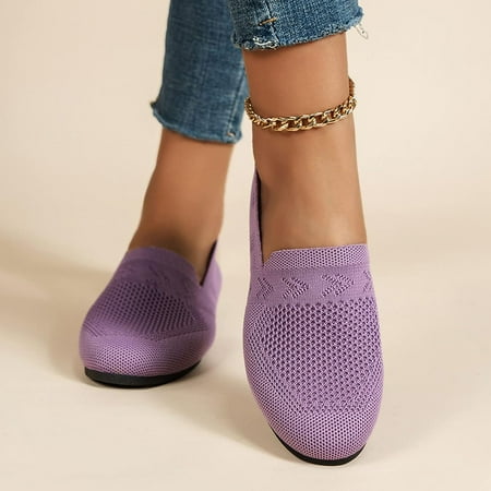 

Women s Lightweight Shoes Casual Loafers Ladies Summer Breathable Women Running Shoes Slip On Flat Shoes Lightweight Knitting Comfortable Flat Casual Shoes