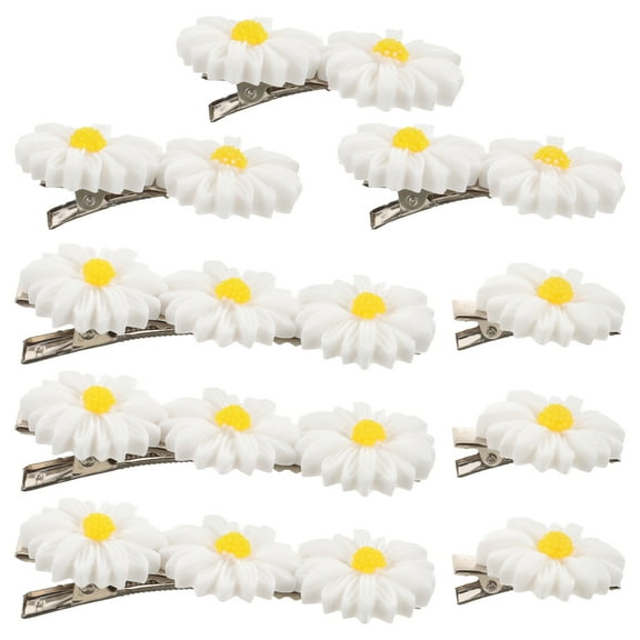 9 Pieces Hair Ties for Girls and Women with Daisy Design, Child Accessory Barrettes Set