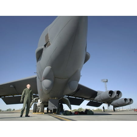 B-52 Stratofortress Bomber (August 22 2006 - Captain performs a walk-around inspection of a B-52 Stratofortress bomber at Minot Air Force Base North Dakota Poster)