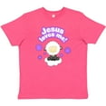 thumbnail image 3 of Inktastic Jesus Loves Me Cute Lamb and Flowers Youth T-Shirt, 3 of 5