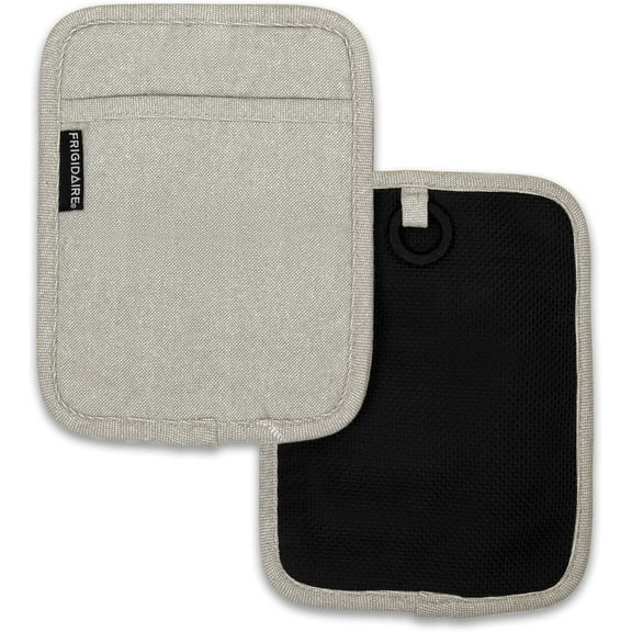 2 Pack - Beige Heat Resistant Thick Soft Quilted Lining Kitchen Oven Pot Holders With Neoprene and Cotton Non-slip