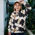 thumbnail image 2 of Uorisanigo Girls Sweatshirts Fashion Long Sleeve Lapel Zipper Sweatshirt Brown Black Cow Print Fall Trendy School Quarter Zipper Pullover Jackets for Sports and Daily Wear, 2 of 7