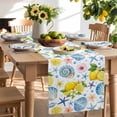 thumbnail image 3 of Burlap Table Runner 70 Inches Long,Summer Sea Stars Shells Lemons Non-Slip Kitchen Table Runners for Dining Room Everyday Use Party Table Decorations Watercolor Flowers, 3 of 9