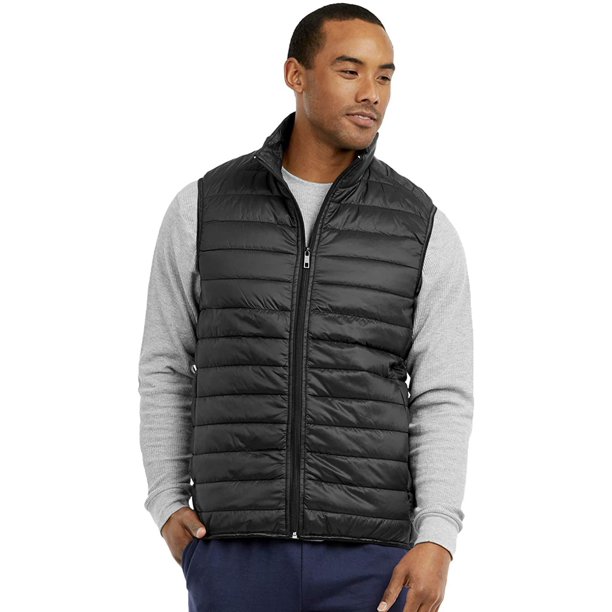 Men's Lightweight Puffer Vest L, BLACK - Walmart.com