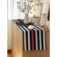 thumbnail image 5 of Table Runner 90 Inches Long for Kitchen Dining, Red American Flag Dresser Scarf Farmhouse, Dining Table Decorations for Wedding/Parties, Black White Stripe US Flag Retro Wooden 13 x 90 In, 5 of 9