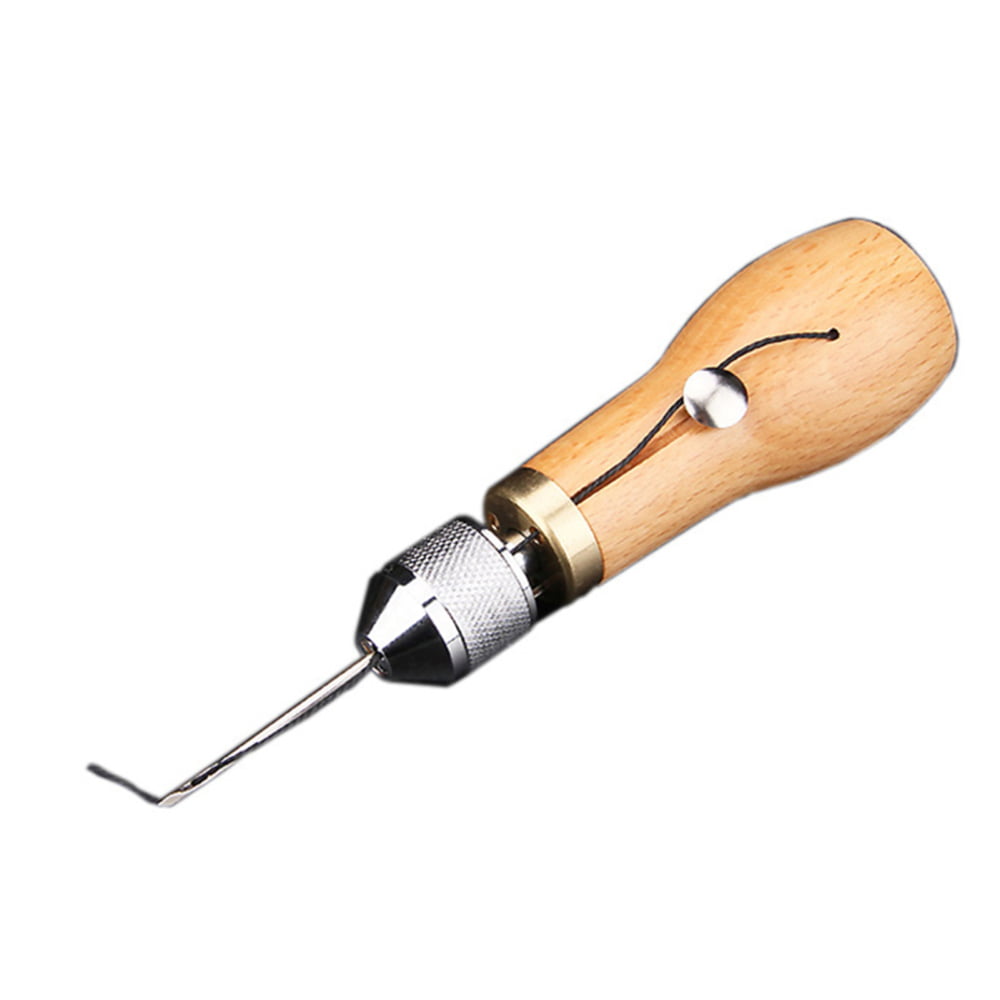 Wood Handle Leather Sewing Awl Kit,Hand Stitcher Professional