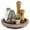 Distressed & Turnable, variant on Wooden Tray for Coffee Table: Candle Holder Plate Round Decorative Serving Tray - Vintage Table Centerpiece Rustic Farmhouse Home Decor Light Burnt Wood,1