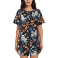 thumbnail image 1 of Balery Cute ghost in the flowers Conjunto de Pijama para Mujer con Estampado, Dos Piezas de Manga Corta y Shorts, Ropa de Dormir Suave con Cuello Redondo y Bolsillos-X-Large, 1 of 6