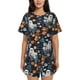 thumbnail image 1 of Fotbe Cute ghost in the flowers Conjunto de Pijama Estampado para Mujer, 2 Piezas, Ropa de Dormir con Camiseta de Manga Corta y Shorts Suaves-X-Large, 1 of 6