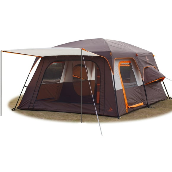 Carpa KTT Extra Grande para 12 Personas, 2 Habitaciones, 3 Puertas, 3 Ventanas