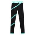 thumbnail image 3 of CHICTRY Kids Girls Figure Skating Leggings Spiral Metallic Striped Dance Pants Shiny Rhinestones Gym Pants Blue Green 8, 3 of 5