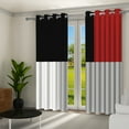 thumbnail image 4 of Aofoto Red Grey Black Curtains, Geometric Square Pattern Window Drapes for Kids Boys Girl Modern Abstract Blackout Curtain, 52 x 84 inches，2 Panels, 4 of 6