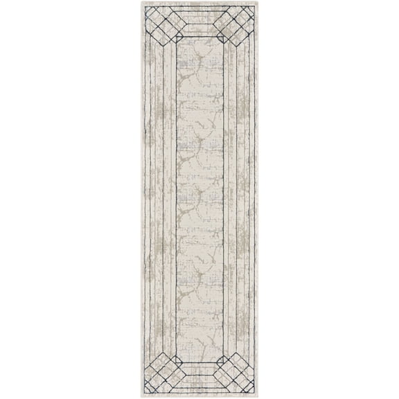 Nourison Glam 2'3" x 7'6" Ivory/Taupe Mid-Century Modern Indoor Rug
