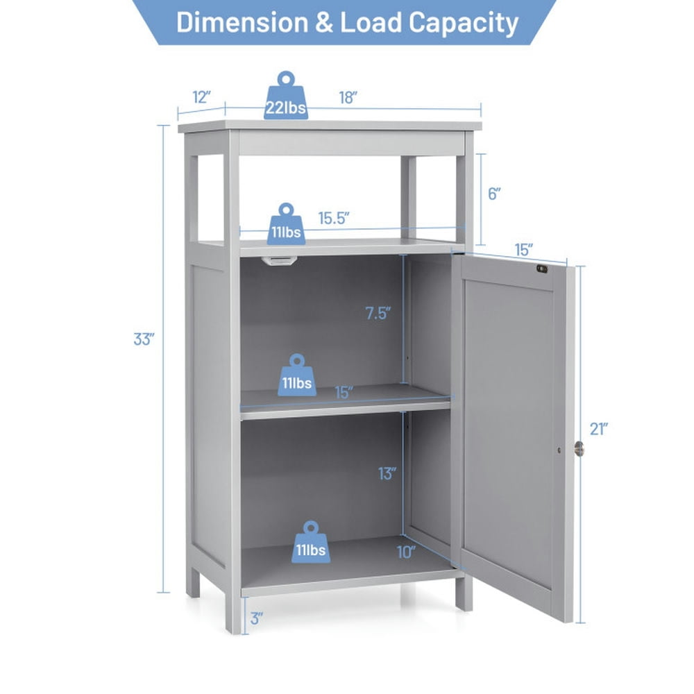 Finihen Bathroom Storage Cabinet, Bathroom Floor Cabinet, Bathroom Wooden Floor Cabinet with Multifunction Storage Rack, for Bathroom, Living Room, Bedroom, Kitchen, Gray Finihen Bathroom Storage Cabinet, Bathroom Floor Cabinet, Bathroom Wooden Floor Cabinet with Multifunction Storage Rack, for Bathroom, Living Room, Bedroom, Kitchen, Gray