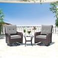 thumbnail image 3 of Kullavik 3PCS Wicker Rocking Chair Swivel Chairs, Patio Furniture Set Rattan Rocking Bistro Sets with Coffee Table for Outdoor Porch Deck Garden Backyard,Grey, 3 of 9