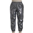thumbnail image 3 of Manyakai Boys Girls Shiny Metallic Dance Pants Leggings Glittery Trousers Bell Bottoms Jazz Hip Hop Black 150, 3 of 6